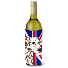 Dalmatian cu izolator pentru bauturi pentru sticla de vin, steagul britanic Union Jack englezesc Hugger SS4911LITERK