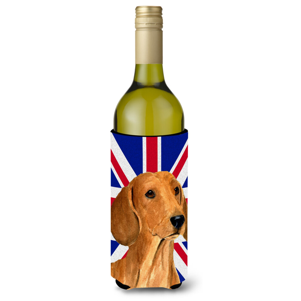 Teckel Met Engelse Union Jack, Britse Vlag, Wijnfles-Drankisolator, Hugger SS4929LITERK-image