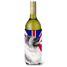 Keeshond cu izolator pentru bauturi pentru sticla de vin, steagul britanic Union Jack englezesc Hugger SS4930LITERK