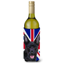 Kelpie australian cu izolator pentru bauturi pentru sticla de vin, steagul britanic Union Jack englezesc Hugger SS4940LITERK