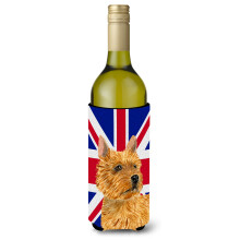 Norwich Terrier cu engleza Union Jack, steag britanic, sticla de vin, izolator pentru bauturi Hugger SS4941LITERK