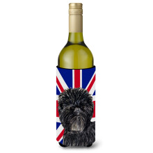 Affenpinscher cu izolator pentru bauturi pentru sticla de vin, steagul britanic Union Jack englezesc Hugger SS4953LITERK
