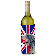 Irish Wolfhound cu izolator pentru bauturi pentru sticla de vin cu steagul britanic Union Jack englezesc SS4948LITERK