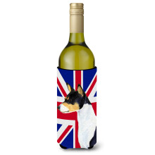 Basenji cu izolator pentru bauturi pentru sticla de vin, steagul britanic Union Jack englezesc Hugger SS4956LITERK