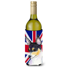 Terrier de ?obolan cu izolator pentru bauturi pentru sticla de vin cu steag englezesc Union Jack SS4960LITERK