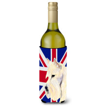 Terrier sco?ian de gru cu steagul englez Union Jack, steagul britanic, sticla de vin, izolator pentru bauturi Hugger SS4972LITERK