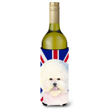Bichon Frise cu izolator pentru bauturi pentru sticla de vin cu steag englezesc Union Jack cu steag britanic Hugger SS4968LITERK
