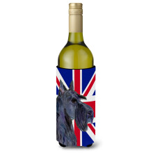 Terrier sco?ian cu izolator pentru bauturi pentru sticla de vin cu steagul britanic Union Jack englezesc Hugger SS4971LITERK