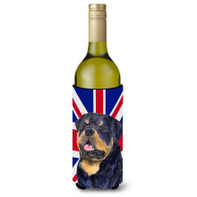 Rottweiler cu izolator pentru bauturi pentru sticla de vin, steagul britanic Union Jack, SS4966LITERK