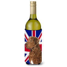 Retriever nvelit ondulat cu izolator pentru bauturi pentru sticla de vin cu steag englezesc Union Jack SS4973LITERK