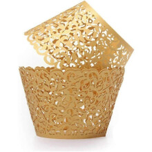 120pcs Cupcake Wrappers Artistic Bake Cake Paper Cups Little Vine Lace Laser Cut Liner Baking Cup Muffin Case Trays for Wedding Party Birthday Decorat