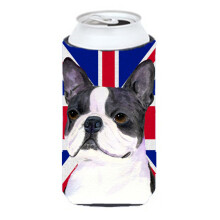 Boston Terrier cu English Union Jack Drapelul Britanic Tall Boy Izolator pentru bauturi Hugger SS4958TBC