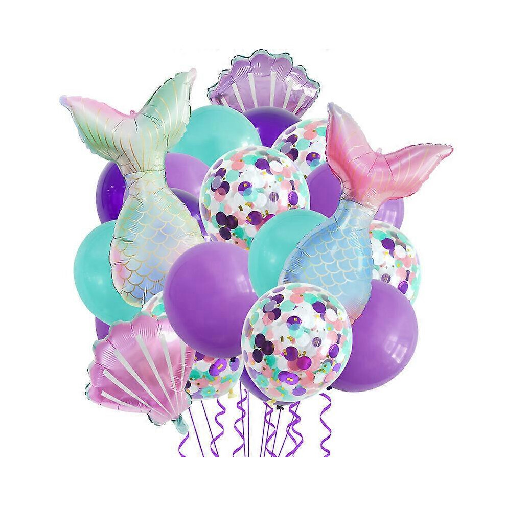 22pcs Ballons SirÃne pour FÃªte Filles ThÃme Sous-Marin DÃcorations ColorÃes Anniversaire Baby Shower Inclus Queue de SirÃne et Coquillage
