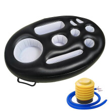 Inflatable Floating Drink Holder with 9 Holes Large Capacity Drink Float for Pools & Hot Tub,Black