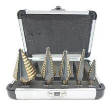 Five-piece set of aluminum box steel plate punch British 5pc baked yellow triangle hole reaming pagoda drill table step drill