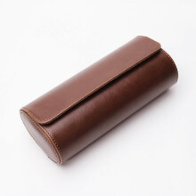 Cylinder pu leather three display travel multifunctional storage packaging wrist watch case