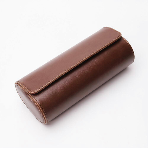 Cylinder pu leather three display travel multifunctional storage packaging wrist watch case