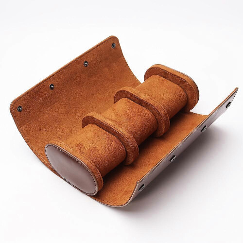 Cylinder pu leather three display travel multifunctional storage packaging wrist watch case 1