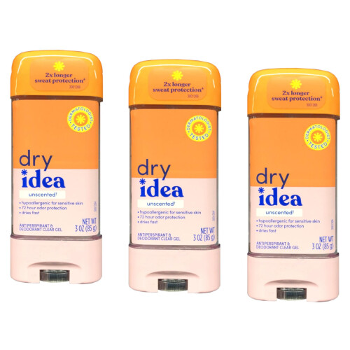 DRY IDEA Antitranspirant & Déodorant Avancé Sans Odeur Gel Clair, 3 Oz (Pack de 3) 1