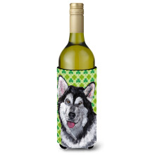Alaskan Malamute Ziua Sf. Patrick Shamrock Sticla de vin Izolator pentru bauturi Hugger SC9493LITERK