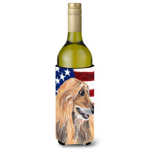Afgan Hound SUA, steag american patriotic, sticla de vin, izolator pentru bauturi Hugger SC9506LITERK