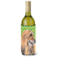 Afghan Hound St. Patrick's Day Shamrock Sticla de vin Izolator pentru bauturi Hugger SC9502LITERK