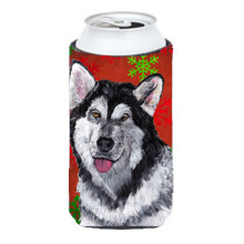 Alaskan Malamute Red Snowflakes Vacan?a Craciun Tall Boy Izolator pentru bauturi Hugger SC9492TBC
