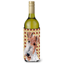 Srma Fox Terrier Frunze de toamna Sticla de vin Izolator pentru bauturi Hugger SC9676LITERK