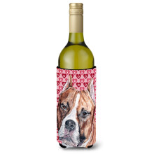 Staffordshire Bull Terrier Staffie Hearts and Love Sticla de vin Izolator pentru bauturi Hugger SC9704LITERK