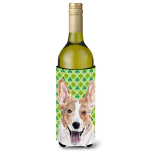Cardigan Corgi Lucky Shamrock Ziua Sf. Patrick Sticla de vin Izolator pentru bauturi Hugger SC9720LITERK