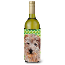 Norfolk Terrier Lucky Shamrock Ziua Sf. Patrick Sticla de vin Izolator pentru bauturi Hugger SC9736LITERK