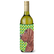 Redbone Coonhound Lucky Shamrock St. Patrick's Day Izolator pentru bauturi pentru sticla de vin SC9731LITERK