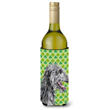 Scottish Deerhound Lucky Shamrock Ziua Sf. Patrick Sticla de vin Izolator pentru bauturi Hugger SC9741LITERK