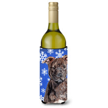 Staffordshire Bull Terrier Staffie Winter Fulgi de zapada Sticla de vin Izolator pentru bauturi Hugger SC9777LITERK