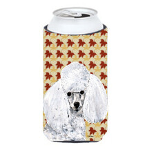 Pudel jucarie alb Frunze de toamna Tall Boy Izolator pentru bauturi Hugger SC9677TBC