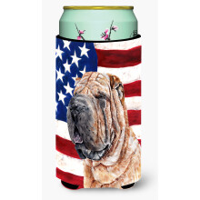 Shar Pei cu steag american SUA Tall Boy Beverage Izolator Hugger SC9623TBC