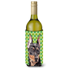German Pinscher Lucky Shamrock Ziua Sf. Patrick Sticla de vin Izolator pentru bauturi Hugger SC9740LITERK