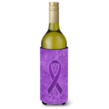 Purple Ribbon for Pancreatic and Leiomyosarcoma Cancer Awareness Wine Bottle Beverage Insulator Hugger AN1207LITERK