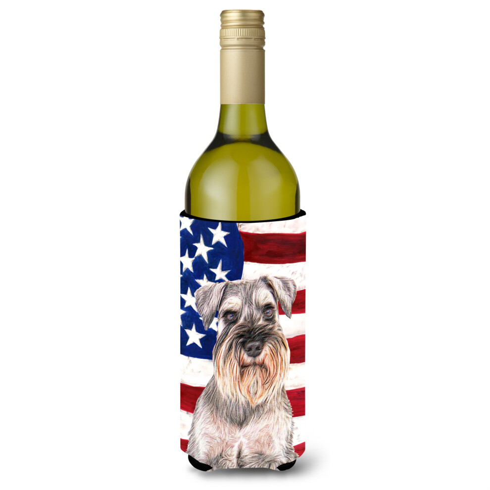 Usa American Flag With Schnauder Wine Bottle Bottle Izolator Hugger KJ1158LITERK-image