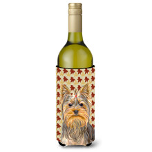 Frunze de toamna Yorkie / Yorkshire Terrier Sticla de vin Izolator pentru bauturi Hugger KJ1205LITERK