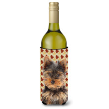 Fall Leaves Yorkie Puppy / Yorkshire Terrier Izolator pentru bauturi pentru sticla de vin KJ1209LITERK