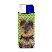 Ziua Sf. Patrick Shamrock Yorkie Puppy / Yorkshire Terrier Ultra Izolatoare pentru bauturi pentru cutii sub?iri KJ1202MUK