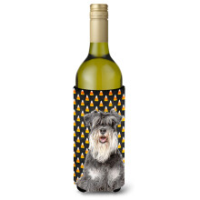 Candy Corn Halloween Schnauzer Sticla de vin Izolator pentru bauturi Hugger KJ1213LITERK