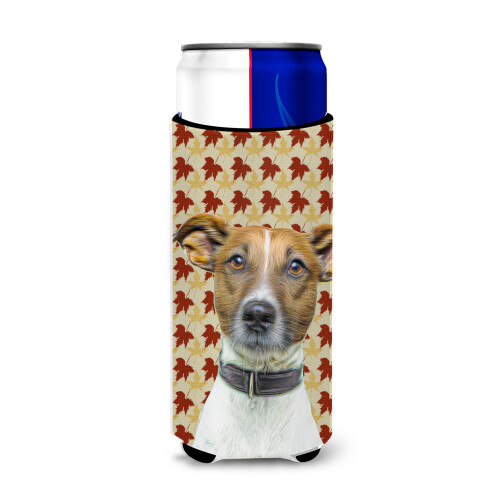 Efterår blade Jack Russell Terrier Ultra Beverage Isulators til slanke dåser KJ1204MUK