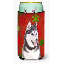 Fulgi de zapada ro?ii Sarbatori Craciun Alaskan Malamute Tall Boy Izolator pentru bauturi Hugger KJ1182TBC