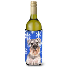 Fulgi de zapada de iarna Schnauzer de vacan?a Sticla de vin Izolator pentru bauturi Hugger KJ1179LITERK