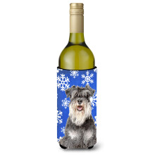 Fulgi de zapada de iarna Schnauzer de vacan?a Sticla de vin Izolator pentru bauturi Hugger KJ1178LITERK