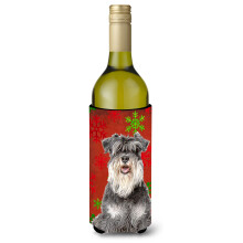 Fulgi de zapada ro?ii Sarbatori Craciun Schnauzer Sticla de vin Izolator pentru bauturi Hugger KJ1185LITERK