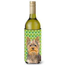 Ziua Sf. Patrick Shamrock Yorkie / Yorkshire Terrier Sticla de vin Izolator pentru bauturi Hugger KJ1198LITERK