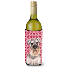 Hearts Love and Valentine's Day Schnauzer Sticla de vin Izolator pentru bauturi Hugger KJ1193LITERK